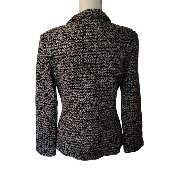 St. John Jacket Blazer Tweed Black Brown Blue Bronze size 8 Pockets Wool Blend - Picture 12 of 16
